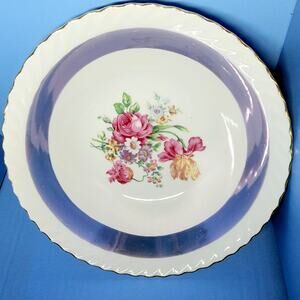 Westwood Luster Floral 9" Serving Bowl Gold Trim Purple Ring See Pictures